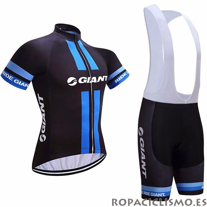 2021 Maillot Giant Alpecin Tirantes Mangas Cortas Negro Azul